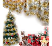 Guirnalda De Oropel Navideña, Guirnalda De Metal Brillante De 2 M * 5 Piezas, Guirnalda Navideña De Escalera, Oropel Navideño Plateado Grueso, Guirnalda De Oropel Retorcida(Azul Plata)