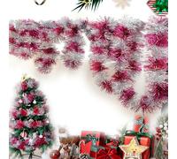 Guirnalda De Oropel Navideña, Guirnalda De Metal Brillante De 2 M * 5 Piezas, Guirnalda Navideña De Escalera, Oropel Navideño Plateado Grueso, Guirnalda De Oropel Retorcida(Rosa Rojo)