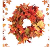 Guirnalda de otoño, guirnalda de 1,7 metros de hojas de arce con luces | Decoración de Acción de Gracias para el hogar, decoración de Navidad para chimenea, salón interior, porche jardín, terraza