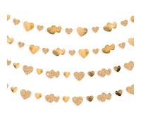 Guirnalda de Papel de Doble Cara con Forma de corazón Dorado champán de 40 pies para Colgar en Bodas, cumpleaños, Aniversarios, Despedidas de Soltera, compromisos, Despedidas de Soltera, Fiestas de