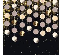 Guirnalda de Papel, Fiesta Decoración de Redonda Colgante Papel Banner para Cumpleaños Boda Bienvenida al Bebé, 4 Paquetes (Champagne Oro)