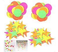 Guirnalda De Papel NeóN Suministros - para Fiestas Resplandecientes, Colgante Resplandeciente Estrella Y Arcos Redondos Decoraciones Colgantes CumpleañOs Bodas, 4m, 4 Piezas