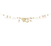 Guirnalda de papel One con ratones, 300 cm, decoración de pancarta - guirnalda de cumpleaños para primer cumpleaños infantil - guirnalda de papel para decoración de cumpleaños y accesorios de fiesta