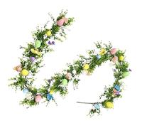 Guirnalda de Pascua con huevos - Decoración del hogar con flores artificiales verdes de 1,8 m | Decoración de Pascua guirnalda de huevos para | Para árbol puerta pared interior exterior jardín