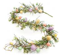 Guirnalda de Pascua de 5.6 a 5.9 pies, Coronas de Pascua para Puerta de Entrada con Huevos y Bayas de Colores, Guirnalda de Primavera para Arco de Manto rústico, decoración de árbol de Mesa para el h