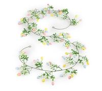 Guirnalda de Pascua, guirnalda colgante de huevo de Pascua de 7 pies para manto de ventana, hojas verdes, guirnalda de huevos artificiales, decoraciones de primavera para el hogar