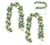 Guirnalda de Pascua - Guirnalda de Pascua artificial de 2 piezas de 5,7 pies, navideño con huevos artificiales | Decoración de pared y estante para en casa para interiores para