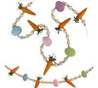 Guirnalda de Pascua - PP, guirnalda de zanahoria, Rústico huevo de madera diseño de cuentas | Colgante decorativo ligero, decoración de primavera, guirnaldas de cuentas de madera para decoración de la