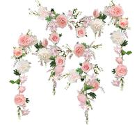 Guirnalda de peonía, 2 Piezas de 6 pies Cada una, Vid de Flores de Rosa OrgMemory para decoración de Bodas, Camino de Mesa del hogar, decoración de Manto