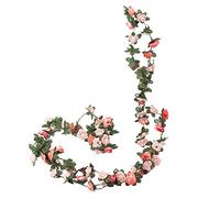 Guirnalda de peonías artificiales para colgar plantas para arco de boda, jardín, dormitorio, pared, decoración de arte estético, maceta de pared con plantas artificiales (rosa, talla única)