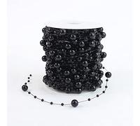 Guirnalda de Perlas de 30 m,Cadena de Perlas,Cinta Decorativa con Perlas para Manualidades,Fiestas,decoración de Mesa,Boda,Novia,Accesorios para el Pelo,Collar,Ramo de Novia,Navidad,Color Negro