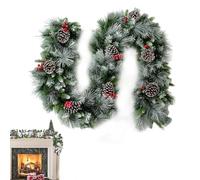 Guirnalda de pino artificial, bayas rojas realistas de 6.5 pies, guirnalda de manto de Navidad, para chimeneas, valla de chimenea, puerta delantera, vacaciones, invierno, festivales, escaleras