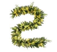 Guirnalda de pino LED realista - Guirnalda artificial verde para porche, decoración navideña | Guirnalda decorativa para Navidad, guirnalda de pino para decoración interior y exterior