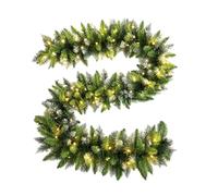 Guirnalda de pino LED realista - Guirnalda artificial verde para porche, decoración navideña | Guirnalda decorativa para Navidad, guirnalda de pino para decoración interior y exterior