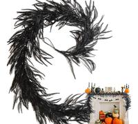 Guirnalda de pino negro de Halloween, guirnalda de agujas de pino negro | Guirnaldas navideñas con agujas de pino artificiales | Decoración de otoño de PE, decoraciones de Halloween, guirnalda