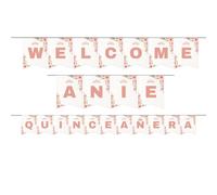 Guirnalda de quinceañera, guirnalda de quinceañera con nombre, decoraciones de cumpleaños, decoraciones de quinceañera, banderines de feliz cumpleaños, fiesta imprimible. Es un archivo digital. No