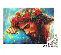 Guirnalda de Rosas Fondo Colorido Puzzle de 1000 Piezas Puzzle para Adultos Relajante Juego Familiar 38x26cm/1000pcs