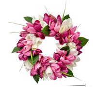 Guirnalda de tulipanes de plástico con pétalos blancos rosados para todo el año en interiores y exteriores opciones de estilo en el hogar