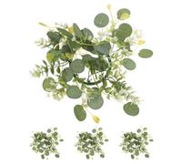 Guirnalda Decorativa Estilo Boho 4 Piezas de Eucalipto Artificial | Centros de Mesa y Portavelas, PE y Tela de Seda, Primavera sin Mantenimiento