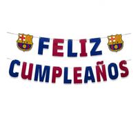 Guirnalda Decorativa FC Barcelona para Cumpleaños y Fiestas - Decoración Barça Infantil, Fiesta Futbolera, Habitación y Celebraciones | Varios Diseños (Feliz CUMPLEAÑOS)