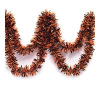 Guirnalda decorativa metálica para vacaciones, color negro y naranja, 4 cm x 25 pies