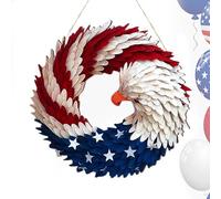 Guirnalda del 4 de julio - Eagle Flag Greath Red White Blue | Decoraciones del Día de la Independencia renovadas Corona de alas valientes para uso doméstico