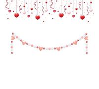 Guirnalda del día de San Valentín - 8.2 pies Felt Romantic Heart Banner | Decoración del hogar de San Valentín para el hogar Bedroom Fireplace Party Wall Table Farmhouse, Red Pink Love Heart Bunting