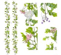 Guirnalda floral con racimos de rosas realistas en tallo de vid para aplicaciones decorativas en interiores y exteriores durante todo el año (A)