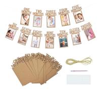 Guirnalda Fotos 12 Meses Bebé Decoración Cumpleaños 1 Año, 13Pcs Tarjetas Cuerda Yute Pegamento Aguja Plástico, Pancarta Fiesta Cumple Mes Regalo Recuerdo Recién Nacidos,decoracion cumpleaños 1 año