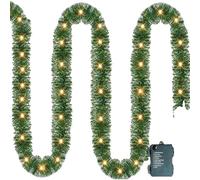 Guirnalda iluminada | Guirnalda navideña artificial con luces LED de 500 cm | Aguja de pino Interior Exterior Decoración para Chimenea Puerta Escaleras Jardín Balcón Árbol Terraza - Para Interior