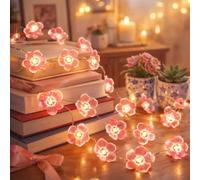 Guirnalda Luces, 3M 30 LED Guirnalda Luces Rose Decorativas Interior Exterior, Fairy Lights Blanco Cálido con Alambre Cobre Flexible, Luces Cadena de Flores para Decoración Habitaciones y Fiestas