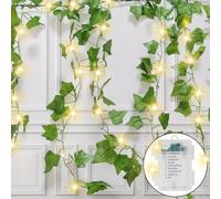 Guirnalda Luces de Hiedra Artificial, 5m 50 LED Luces de Enredaderas Artificiales Decorativas, 8 Modos Guirnalda Hojas Exterior Impermeable, Decoración Jardín para Interior Ventana Bodas Habitacion