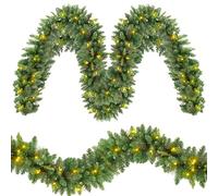 Guirnalda Luces de Navidad, 4M 80LED Artificial, PVC Guirnalda de Abeto Guirnalda de Pino, Navidad Decoradas al Aire Libre de Interior para la Fiesta de Chimenea Escalera