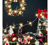 Guirnalda Luces de Perlas Cuentas de Bayas Iluminadas de Arbol Navidad 3 M 30 LED Alimentadas por Batería para Interiores Luces de Hadas para Habitacion, Fiesta, Jardín, Bodas, Compleaños (Plateado)