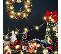 Guirnalda Luces de Perlas Cuentas de Bayas Iluminadas de Arbol Navidad 3 M 30 LED Alimentadas por Batería para Interiores Luces de Hadas para Habitacion, Fiesta, Jardín, Bodas, Compleaños (Dorado)