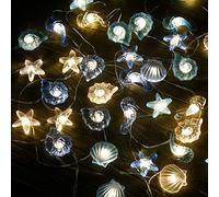 Guirnalda luces decorativas habitacion Luces Led guirnaldas decoracion marinera playa náutico pared boda luz led pilas concha de mar cascara estrella de mar decorativas cadena a pilas