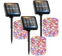 Guirnalda Luces Exterior Solar - 3 x 12M 120 LED Guirnaldas Luces Solares Exterior IP65 Impermeables de Colores 8 Modos Luces Solares LED Exterior Interior Jardin Terraza Bodas Fiestas Festivales
