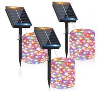 Guirnalda Luces Exterior Solar - 3 x 12M 120 LED Guirnaldas Luces Solares Exterior IP65 Impermeables de Colores 8 Modos Luces Solares LED Exterior Interior Jardin Terraza Bodas Fiestas Festivales