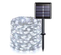 Guirnalda Luces Exterior Solar 7M 50 LED Guirnaldas Luces 8 Modos IP65 Alambre de Cobre Blanco frío Impermeable Luce Exterior Solar para Navidad Decoración de Jardín Patio Balcón Fiesta de Bodas