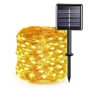 Guirnalda Luces Exterior Solar 7M 50 LED Guirnaldas Luces 8 Modos IP65 Alambre de cobre Impermeable Luce Exterior Solar Blanco Cálido para Navidad Decoración de Jardín Patio Balcón Fiesta de Bodas