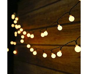 Guirnalda Luces Exterior Solar,Tomshine 50LED 6.9m Cadena de Luces bolas led decorativas,IP44 Impermeable 8 Modos,Guirnaldas Luminosas para Exterior,Interior,Jardines Fiesta de Navidad (Blanco Cálido)