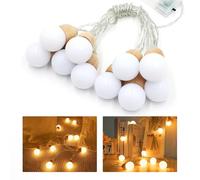 Guirnalda luces interior con 10 Bolas, 2M Luces habitacion Cálidas Blancas Alimentadas por Batería, Luces decorativas con Función de Temporización, Bolas de Lámparas de Cuento de Hadas Ø30mm Cada Una
