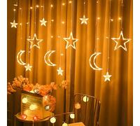 Guirnalda Luces Pilas 3,5M 36 LED Luz LED de Copos de Navidad Luces decorativas Estrella Luna Cortina Luces de cadena para ventanas Dormitorio Fiesta de bodas Decoraciones navideñas para interiores