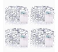 Guirnalda Luces Pilas 3 Metros 30LEDs Luces LED Pilas Cadena de Luces Guirnalda Luces Interior para Interior Navidad Halloween Bodas (4 Piezas, Blanco Frío)