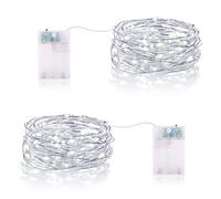 Guirnalda Luces Pilas 3 Metros 30LEDs Luces LED Pilas Cadena de Luces Guirnalda Luces Interior para Interior Navidad Halloween Bodas (2 Piezas, Blanco Frío)