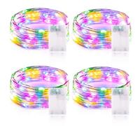 Guirnalda Luces Pilas 3 Metros 30LEDs Luces LED Pilas Cadena de Luces Guirnalda Luces Interior para Interior Navidad Halloween Bodas (4 Piezas, Colorido)