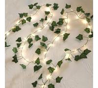 Guirnalda Luces Pilas, Cadena de Luz con Hojas, Luces de Hadas LED de Hiedra Artificial, 2M Guirnalda Vines con 20 Luces LED, para Jardín, Patio, Escalera, Interior y Exterior Decoración