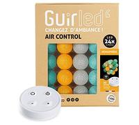 Guirnalda luminosa con bolas de algodón LED USB - Mando a distancia inalámbrico - Luz nocturna para bebé 2 h - Adaptador de red doble USB 2A incluido - 4 intensidades - 24 bolas 2,4 m - Hemisferio