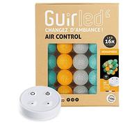 Guirnalda luminosa con bolas de algodón LED USB - Mando a distancia inalámbrico - Luz nocturna para bebé 2 h - Adaptador de red doble USB 2A incluido - 4 intensidades - 16 bolas 1,6 m - Hemisferio