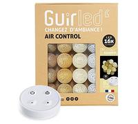 Guirnalda luminosa con bolas de algodón LED USB - Mando a distancia inalámbrico - Luz nocturna para bebé 2 h - Adaptador de red doble USB 2A incluido - 4 intensidades - 16 bolas de 1,6 m - Radiance